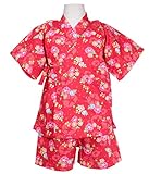 キッズ用甚平上下2点セット 9452 120cm レッド