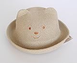 赤ちゃん くま お出かけ ハット 男の子 女の子 キャップ 麦わら 帽子 (ブラウン)