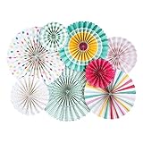 Kesoto 装飾　紙の風車　折り畳み式　吊りファン　キラキラ　パーティー　8本入り