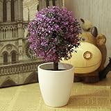 新しい到着人工グトピアリーツリーボールライト植物ポットカラフルなフェイク植物ボールポット用ガーデンホームオフィスデコレーション-Purple