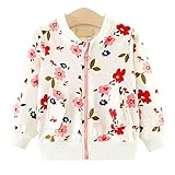 YY-Natuhi ベビー服 子供服 女の子 ジャケット カーディガン キッズ 女児 アウター コート かわいい 長袖 おしゃれ 防寒 花柄 防風 パーカー 通園 通学 お出かけ (90cm, 2ホワ