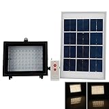 LEDソーラー投光器 太陽光発電 6V 5W 60LED フラッドライト リモコン付き 省エネ 駐車場灯 外灯 電球色