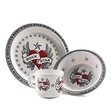 Rock Star Baby Heart and Wings Dinnerware Baby 3 Piece Gift Set by Rock Star Baby [並行輸入品]