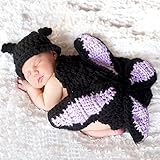 ハンドメイド 0-6ヶ月 撮影写真 ベビー 幼児 編む チョウチョウ 紫 帽子+ロンパース 0-6ヶ月に合う 【1点】