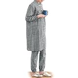 【春夏向け・綿１００％・入院準備に】授乳対応マタニティ長袖ロング丈パジャマ　　ブラック系チェック柄　サイズ:マタニティS