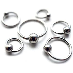 From da Phactory 12G 14G 16G 18G 軟骨ピアス キャプティブビーズリング ボディピアス サージカルステンレス ヘリックス トラガス ロブ (12G 内径12mm ボール4mm)