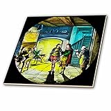 3drose Scenes from the Pastマジックランタン – ヴィンテージ英語InnシーンマジックランタンスライドHand Colored – タイル 8-Inch-Ceramic ct