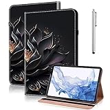 Fire HD 10 ケース Fire HD 10 & 10 Plus 2023/2021 第13世代/第11世代 カバー Fire HD 10 Plus ケース 高級PUレザー製 ブラケット機能 カードポケット手帳型 全面保護 Fire HD 10 / Fire HD 10 Plus 2021専用(蓮の花)