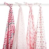 Blisscosy Silky Soft Classic Large Muslin Swaddle Blanket, 4 count 47 inch x 47 inch, Gift Box Set -