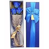 ソープフラワー　造花　クリスマス　誕生日　父の日　母の日　記念日　送迎　など　お祝い　プレゼント　花3本　メッセージカード付き　入浴剤としても使える (ブルーだけ)