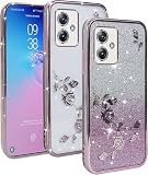 moto g64 5G ケース『AFINER』新型 軽量 超薄型 TPU [ 透明なグリッターカバー ] moto g64 5G 専用 キラキラ輝くスマホケースで超薄くて衝撃に強い 擦り傷防止 レンズ保護 着脱簡単（（ローズゴールド））