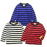 ベビー服 男の子 Tシャツ 長袖 Moujonjon ムージョンジョン 日本製 柔らか天竺 ソフトタッチ ボーダー スナップボタン 男児 ベビー (2.レッド/95cm)