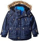 Ok Kids! Big Boys' Nylon Oxford Jacket with Faux Fur Trim Hood Navy 10 [並行輸入品]