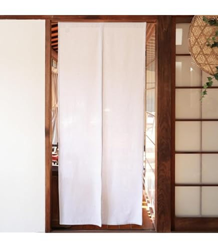 Amazon｜のれん工房 のれん 無地 シンプル ロング ホワイト ナチュラル