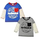 (グレー/90cm)ベビー服 男の子 Tシャツ 長袖 重ね着風 星柄切替 胸ポケット 車 ロゴプリント 男児 ベビー