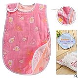 6重ガーゼ 高品質 ふわふわ 肌触り抜群 スリーパー めくれ防止 ボタン開閉式 寝袋 クジラ ピンク 40*70 cm