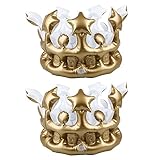 インフレータブルクラウンの誕生日パーティー帽子膨らまコスプレツール舞台小道具キッズベストギフトパーティー 2パック