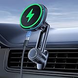 スマホホルダー 車 ワイヤレス充電 マグネット 15W急速充電 車載スマホホルダー マグセーフ充電器 超強磁力 安定性拔群 片手操作 車用品 iPhone & Android全機種と99%車種が対応（エアコン吹き出し口）