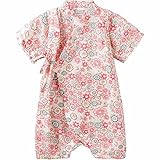 HONEYBLOSSOM ベビー 甚平 ショートオール ロンパース ピンク 90b