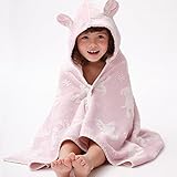 ギンガムマカロン フード付きバスタオル（ピンク） 今治産 (0～3歳用)