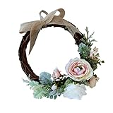 Prettyia フラワーリース　お花　造花　飾り付け　フラワー　花輪　きれい　店舗 玄関　壁掛け 庭園 飾り　結婚式 　撮影 道具　4色選べる - クリーム