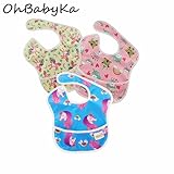 Ohbabyka3点セット さらっと油が落ちる スタイ はじめてエプロン 離乳食 食事用 はじめてエプロン 軽い スーパービブ やわらか 軽量 洗濯機で洗えてすぐ乾く お食事用防水ビブ 汚れが落ちる 