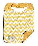 Baby Girl Bib - Reversible - Yellow & White Chevron on Yellow Minky by Polka Dot Moon
