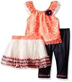 Little Lass Baby Girls' 3 Piece Tutu Set Daisy Mesh Coral 6-9 Months [並行輸入品]