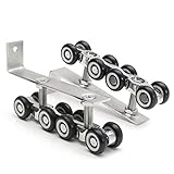 ILS - 2 pieces Stainless Steel Sliding Wooden Door Closet Track Pulley Hanging 8 Wheel