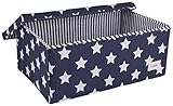 Minene Large Storage Box with Lid Blue Star - star storage box, large fabric storage box - great for
