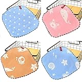 HUHU ガーゼハンカチ ベビーハンカチ 4重ガーゼ バスタオル 4枚セット 新生児 ループ付き (うみ)