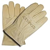 Stanley S82914 Grain Cowhide Leather Palm Patch Keystone Thumb Shirred Elastic Back Driver Glove X-L