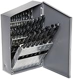 Chicago Latrobe 150 Series High-Speed Steel Jobber Length Drill Bit Set with Metal Case, Black Oxide