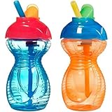 Munchkin Click Lock 2 Count Flip Straw Cup, 9 ounce - Blue/Orange by Munchkin [並行輸入品]