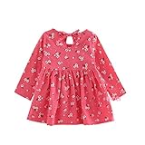 Mayababy キッズ服 ベビーワンピ ガールズ ワンピース プリンセスドレス 長袖 コットン 子供洋服 誕生日 入学式 子供の日 七五三 遊園地 演奏会に スカート (90cm, バラ・花柄)