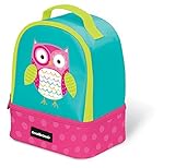 Eco Kids Owl Insulated Two Compartment Girls Lunchbox with Handle, 9.5"