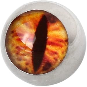 キャッチ ボディピアス レプタイルアイ カラフル (1個売) 14G:シルバー/オレンジ