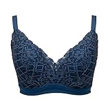 [ルシアン] ブラジャー ノンワイヤーブラ 大きいサイズ グラマー 樹脂シート モールドカップ 脇高設計 グラマーブラ レディース コバルトブルー