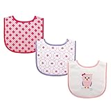 Luvable Friends 3 Piece Drooler Bibs with Fiber Filling, Owl by Luvable Friends