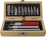 16ピース趣味ナイフセットで木製ボックスクラシック( 7 " x 3 " x 1 5 / 8 " )