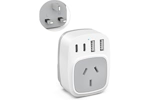 Yundian UK Travel Adapter,AU to UK Travel Plug with 2 USB C Ports and 2 USB A Fast Charging, Travel Power Plug for Ireland England Scotland Kenya London British Irish Hong Kong - White
