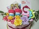 おむつケーキ*女の子出産祝いベビー「お花」ダイパーケーキ＊パンパース・ベビーギフト