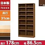 本棚 幅90 高さ180 2列 7段 日本製 大容量 書棚 木製 収納 収納棚 コミック収納 文庫本棚 棚 ラック エースラック カラーラック ブラウン B075LZV2DW