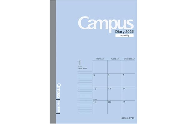 コクヨ 手帳 2026 キャンパスダイアリー マンスリー ブロック スタンダード A5 ブルー ニ-CMB-A5-26 2025年 12月始まり