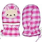 アスナロ（グローブ） ミトン ベビー ウサギ アップリケ 手袋 ひも付き グローブ 防寒3～4才 ピンク