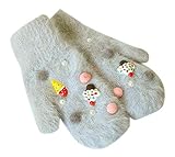 女性のミトン暖かい素敵な手袋アイスクリームの装飾冬の手袋、グレー