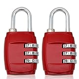 MIONI（2 PCS）南京錠3桁旅行用荷物とスーツケースシルバーのコンボコンビネーションロックを設定(red)