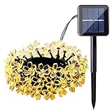 KJshop イルミネーションライト ストリングライト 花形 LEDライト ソーラー 防水IP65 8種点灯モード 7m 50球 ウォームホワイト (ソーラー、7m、50球, ウォームホワイト)
