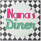 InspirationzStoreタイポグラフィ – Nanas Diner Sign onブラック – レトロホットピンクターコイズティールブルー1950年代50s Fifties Grandmas