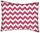 SheetWorld Crib / Toddler Percale Baby Pillow Case - Hot Pink Chevron Zigzag - Made In USA by sheetw
